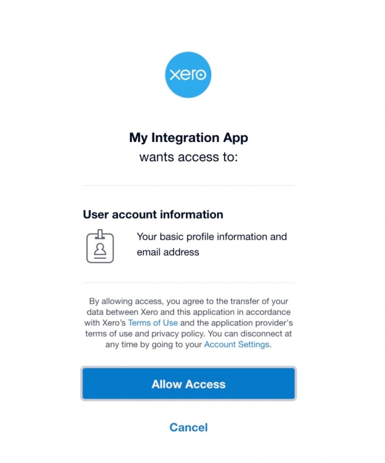 Allow Access to Xero App